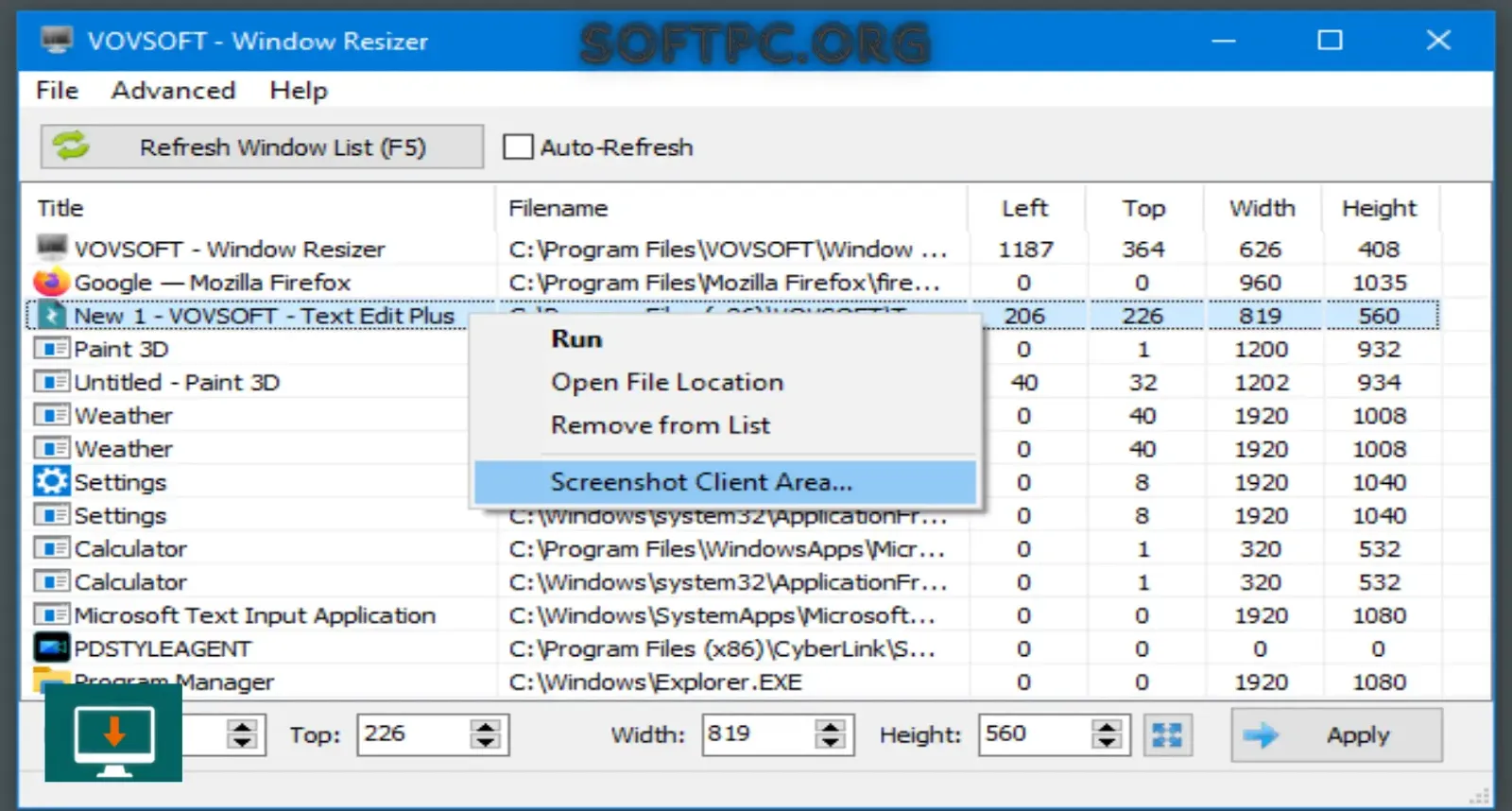 Como usar Vovsoft Window Resizer para ajustar tamanho e posição