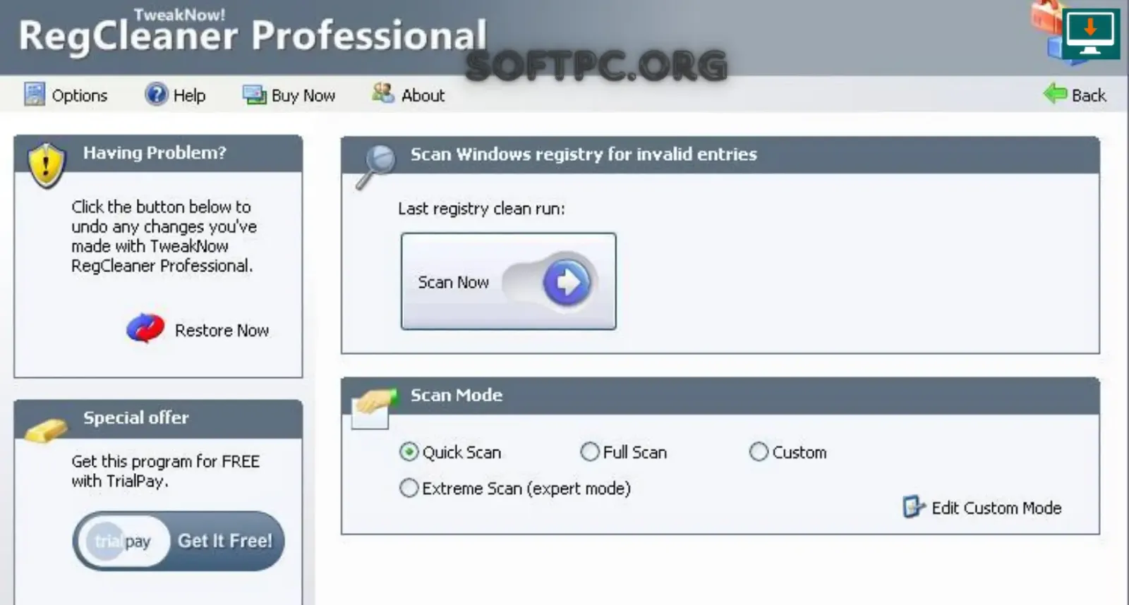 como usar TweakNow RegCleaner para limpar o Registro