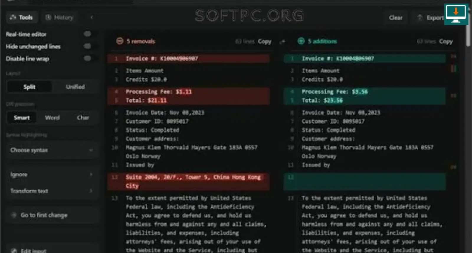 Diffchecker para comparar arquivos e documentos