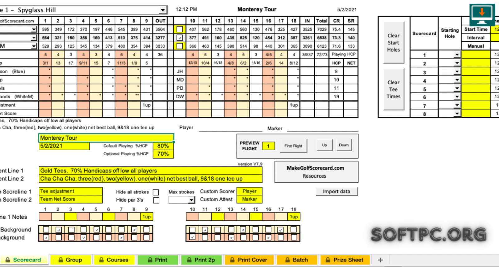 Golf Tracker For Excel para controlar pontuação