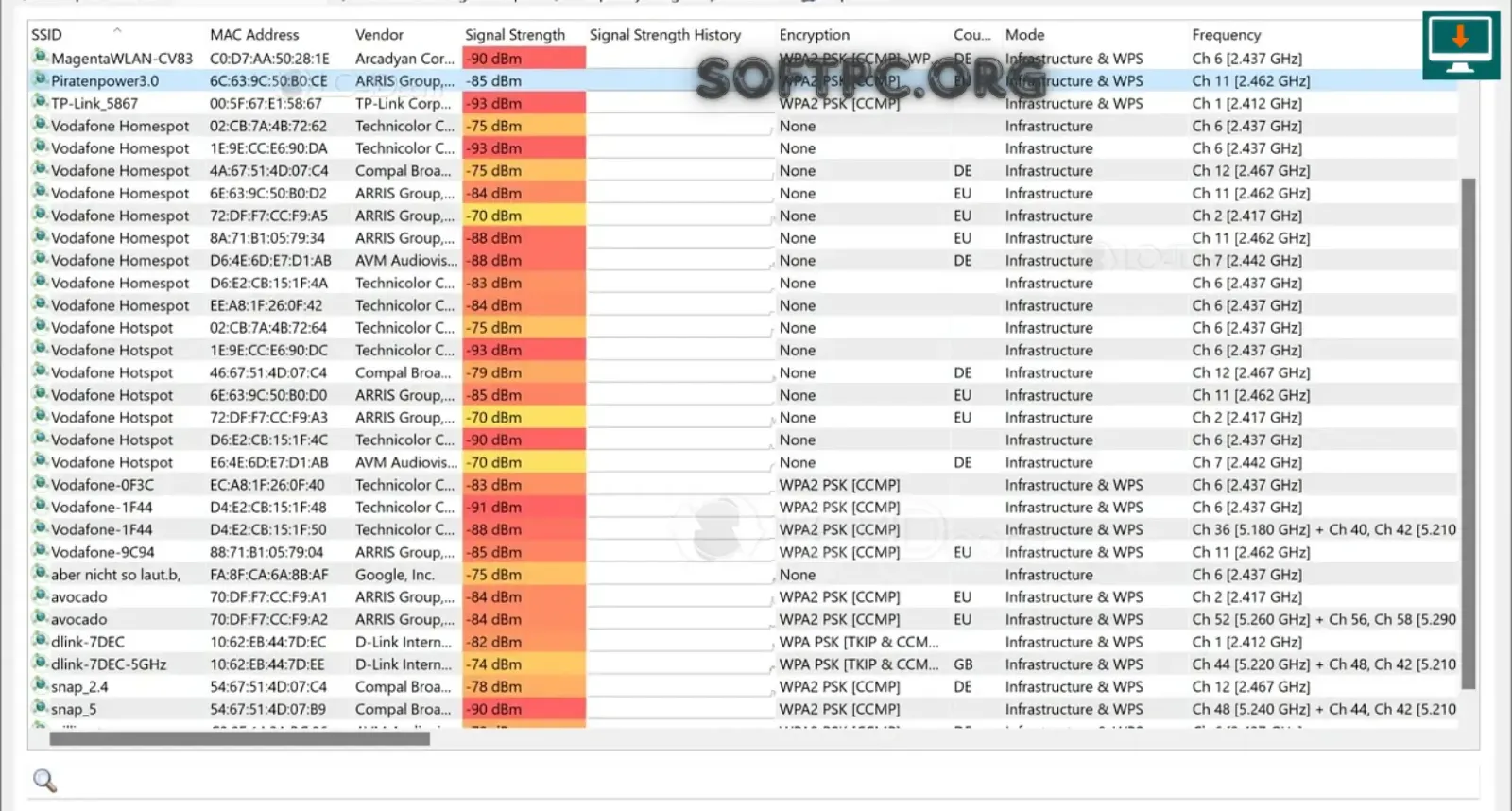 Homedale para analisar a intensidade do sinal Wi-Fi no Windows