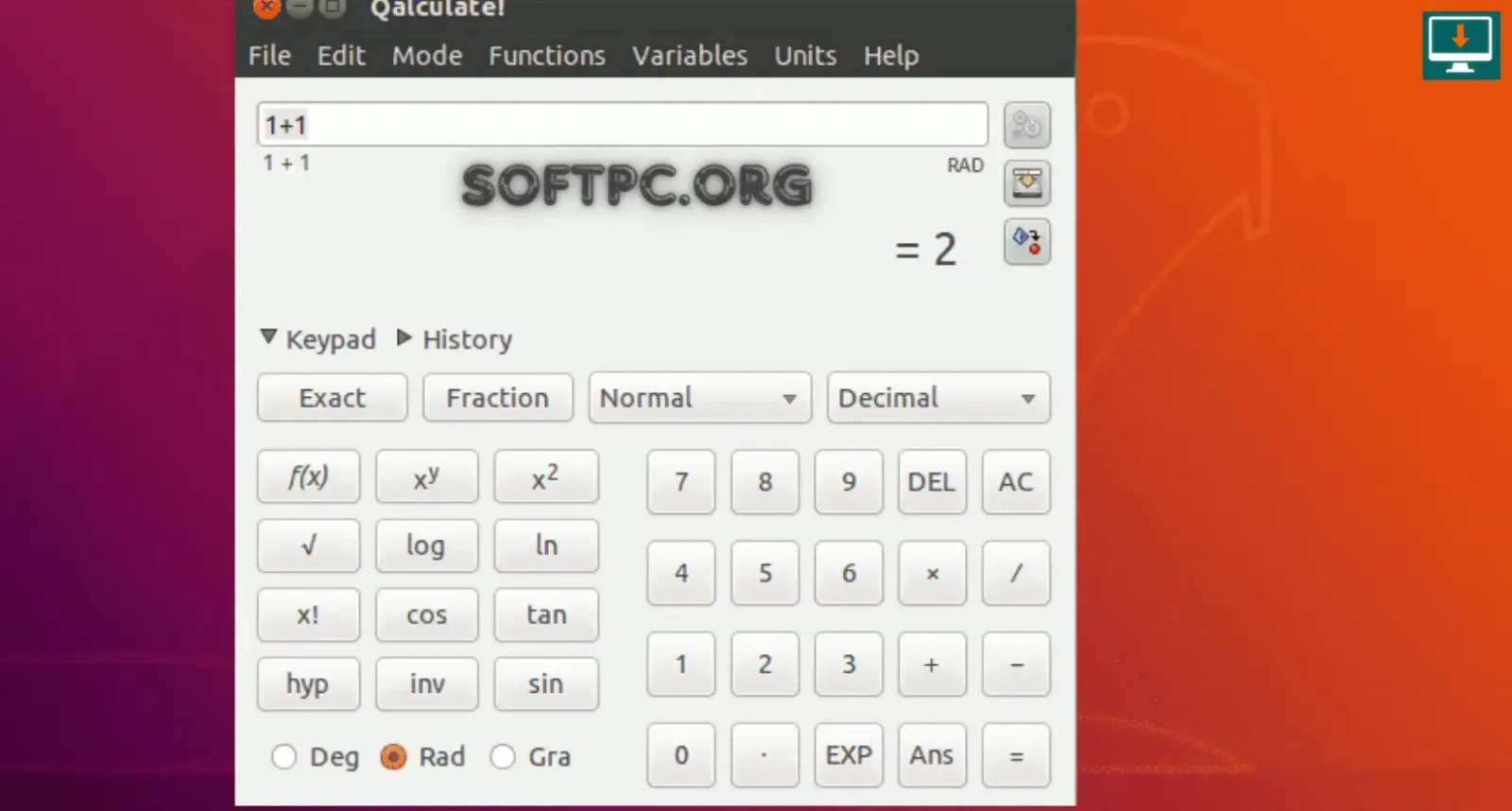 Qalculate calculadora científica avançada para Windows