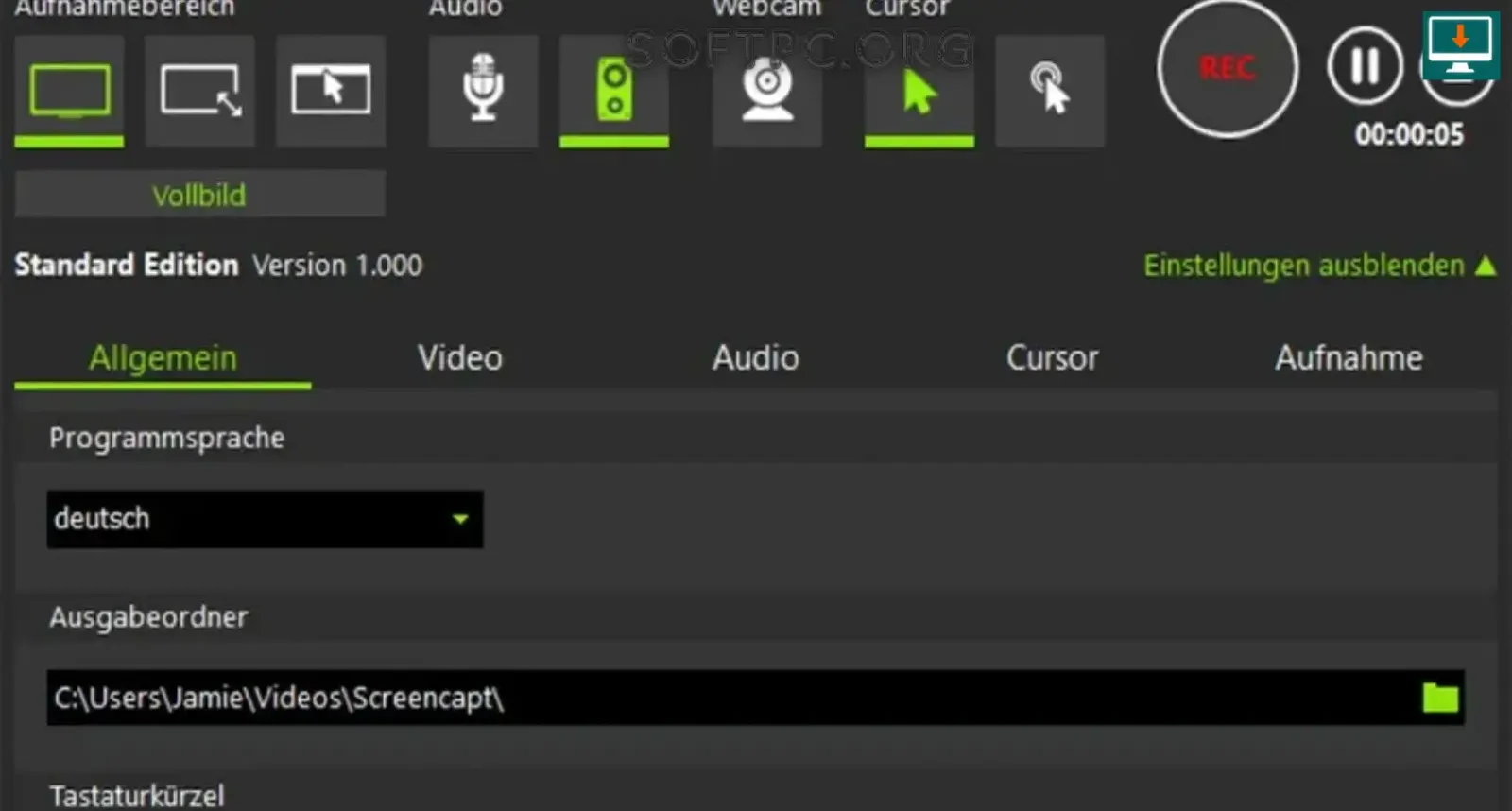 Screencapt Professional para capturar e gravar a tela