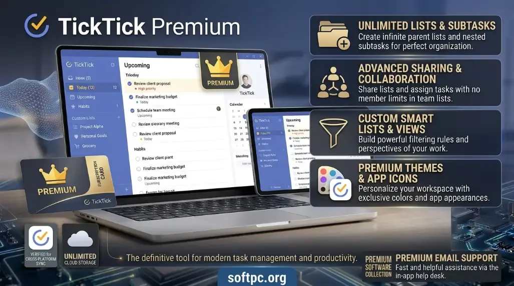 TickTick Premium Gratis para Windows e Android