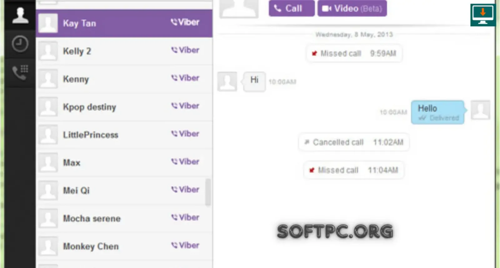 Viber for Windows para fazer chamadas de voz e vídeo